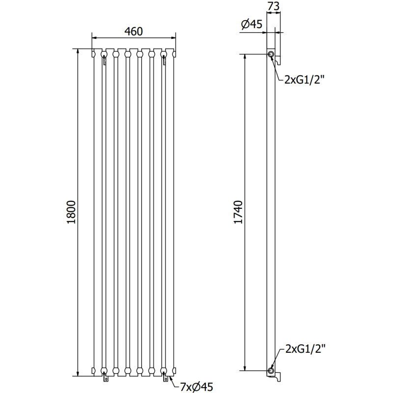 Mexen Texas radiateur décoratif 1800 x 460 mm, 965 W, blanc - W203-1800-460-00-20