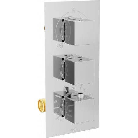 Mexen Cube mitigeur thermostatique pour baignoire-douche à 3 sorties, chrome - 77503-00