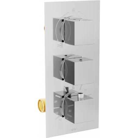 Mexen Cube robinet thermostatique baignoire-douche 3 sorties, chrome - 77503-00