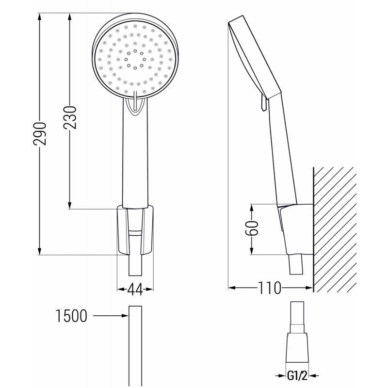Mexen Pecos R75 ensemble de bain, noir - 72703R75-70