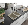 Mexen Carlos évier en granit 1,5 cuve avec robinet de cuisine Aster, beige - 6518-69-73450-07