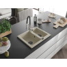 Mexen Carlos évier de cuisine en granit 1,5 bac avec robinet de cuisine Aster, beige - 6518-69-73450-07-B