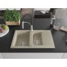 Mexen Gaspar évier en granit 1,5 bac avec égouttoir et mitigeur de cuisine Aster, beige - 6507-69-73450-07