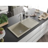 Mexen Leo évier de cuisine en granit 1 bac avec égouttoir et robinet de cuisine Flora, beige - 6501-69-670401-00