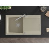 Mexen Leo évier de cuisine en granit 1 bac avec égouttoir et robinet de cuisine Flora, beige - 6501-69-670401-00
