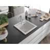 Mexen Vito évier en granit 1 bac avec robinet de cuisine Flora, blanc - 6503-20-670401-00
