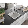 Mexen Vito évier en granit 1 bac avec mitigeur de cuisine Flora, blanc - 6503-20-670401-06