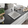 Mexen Vito évier de cuisine en granit 1 bac avec robinet Flora, blanc - 6503-20-670401-07