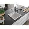 Mexen Vito Évier en granit 1 bac avec robinet de cuisine Flora, blanc - 6503-20-670401-07