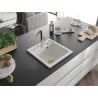 Mexen Vito évier de cuisine en granit 1 bac avec robinet de cuisine Flora, blanc - 6503-20-670401-57-G