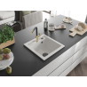 Mexen Vito évier en granit 1-bac avec robinet de cuisine Flora, blanc - 6503-20-670401-57-B