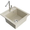 Mexen Vito évier en granit 1 bac avec robinet de cuisine Flora, beige - 6503-69-670401-00