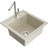 Mexen Vito évier en granit à 1 cuve avec robinet mélangeur Flora, Beige - 6503-69-670401-00