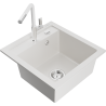 Mexen Vito Évier en granit 1 bac avec mitigeur Flora, blanc - 6503-20-670401-02
