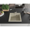 Mexen Vito évier en granit à 1 bac avec robinet de cuisine Flora, beige - 6503-69-670401-07