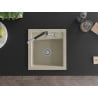 Mexen Vito évier en granit 1 bac avec robinet de cuisine Flora, beige - 6503-69-670401-07