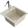Mexen Vito évier en granit à 1 cuve avec robinet mélangeur Flora, Beige - 6503-69-670401-07
