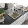 Mexen Vito évier de cuisine en granit 1-bac avec mitigeur Flora, beige - 6503-69-670401-07-B