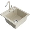 Mexen Vito évier en granit 1 bac avec mitigeur de cuisine Flora, beige - 6503-69-670401-09