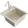Mexen Vito évier en granit 1 bac avec robinet de cuisine Flora, beige - 6503-69-670401-09