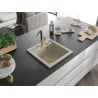 Mexen Vito évier en granit 1 bac avec robinet de cuisine Flora, beige - 6503-69-670401-57-G