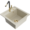 Mexen Vito évier en granit à 1 cuve avec robinet mélangeur Flora, Beige - 6503-69-670401-57-G