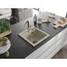 Mexen Vito évier en granit 1 bac avec mitigeur de cuisine Flora, beige - 6503-69-670401-57-B