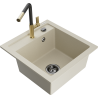 Mexen Vito évier en granit à 1 cuve avec robinet mélangeur Flora, Beige - 6503-69-670401-57-B
