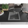 Mexen Vito évier en granit 1 bac avec robinet de cuisine Flora, gris - 6503-71-670401-00