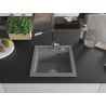 Mexen Vito évier en granit 1 bac avec mitigeur de cuisine Flora, gris - 6503-71-670401-07