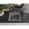 Mexen Vito évier granit 1-bac avec robinet de cuisine Flora, gris - 6503-71-670401-57-G