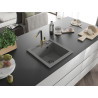 Mexen Vito évier en granit 1 bac avec robinet de cuisine Flora, gris - 6503-71-670401-57-B