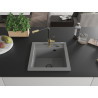 Mexen Vito évier en granit 1 bac avec robinet de cuisine Flora, gris - 6503-71-670401-57-B