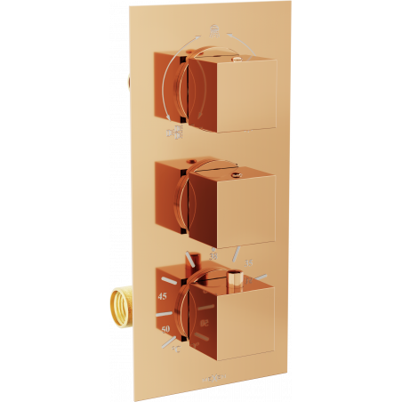 Mitigeur thermostatique bain-douche à 3 sorties Mexen Cube or rose - 77503-60