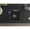 Mexen Vito évier en granit 1 bol avec robinet de cuisine Flora, noir / métal argenté - 6503-73-670401-07