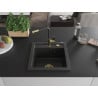 Mexen Vito évier en granit 1-bac avec robinet de cuisine Flora, noir/argent métallisé - 6503-73-670401-57-G