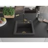 Mexen Vito évier en granit 1 bac avec robinet de cuisine Flora, noir tacheté - 6503-76-670401-57-G