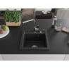 Mexen Vito évier en granit 1 bac avec robinet de cuisine Flora, noir - 6503-77-670401-00
