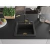 Mexen Vito évier en granit 1 bac avec robinet de cuisine Flora, noir - 6503-77-670401-57-G