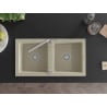 Mexen Mario évier en granit double bac avec robinet de cuisine Flora, beige - 6504-69-670401-00