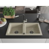 Mexen Mario évier de cuisine en granit 2 bacs avec robinet Flora, beige - 6504-69-670401-07-B