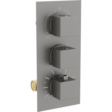 Mexen Cube robinet thermostatique baignoire-douche 3 sorties, graphite - 77503-66