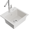 Mexen Milo évier en granit 1 bac avec robinet de cuisine Flora, blanc - 6505-20-670401-00