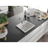 Mexen Milo évier en granit 1 bac avec robinet de cuisine Flora, blanc - 6505-20-670401-02