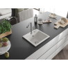 Mexen Milo Évier en granit 1 bac avec robinet de cuisine Flora, blanc - 6505-20-670401-06