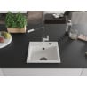 Mexen Milo évier en granit 1 bac avec robinet de cuisine Flora, blanc - 6505-20-670401-07-B