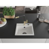 Mexen Milo évier de cuisine en granit 1 bac avec robinet Flora, blanc - 6505-20-670401-57-B