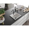 Mexen Milo évier en granit 1 bac avec robinet de cuisine Flora, blanc - 6505-20-670401-70-B