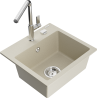 Mexen Milo évier en granit à 1 cuve avec robinet mélangeur Flora, Beige - 6505-69-670401-00