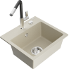 Mexen Milo évier en granit à 1 cuve avec robinet mélangeur Flora, Beige - 6505-69-670401-07